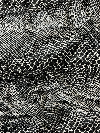 Dana BLACK IVORY Animal Print on Polyester Crushed Stretch Velvet Fabric for Bows, Top Knots, Head Wraps, Clothes, Costumes, Crafts - 10160