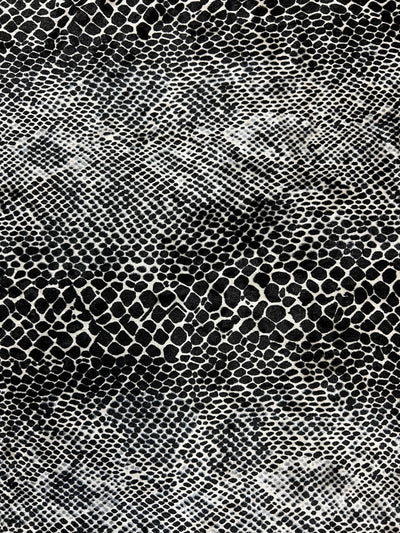 Dana BLACK IVORY Animal Print on Polyester Crushed Stretch Velvet Fabric for Bows, Top Knots, Head Wraps, Clothes, Costumes, Crafts - 10160