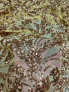 Erin GOLD Flowers and Leaves Sequins on Mesh Lace Fabric by the Yard - 10063