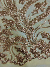 Erin GOLD Flowers and Leaves Sequins on Mesh Lace Fabric by the Yard - 10063