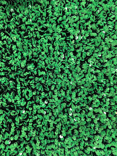 Stephanie GREEN Overlap Sequins on HUNTER GREEN Stretch Velvet Fabric by the Yard for Gowns, Apparel, Costumes, Crafts - 10185
