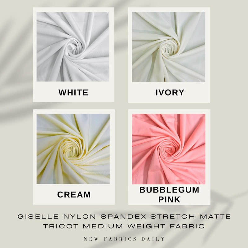 Giselle Nylon Spandex Stretch Matte Tricot Medium Weight Fabric for Apparel, Swimwear, Activewear, Sportswear, Costumes, Crafts