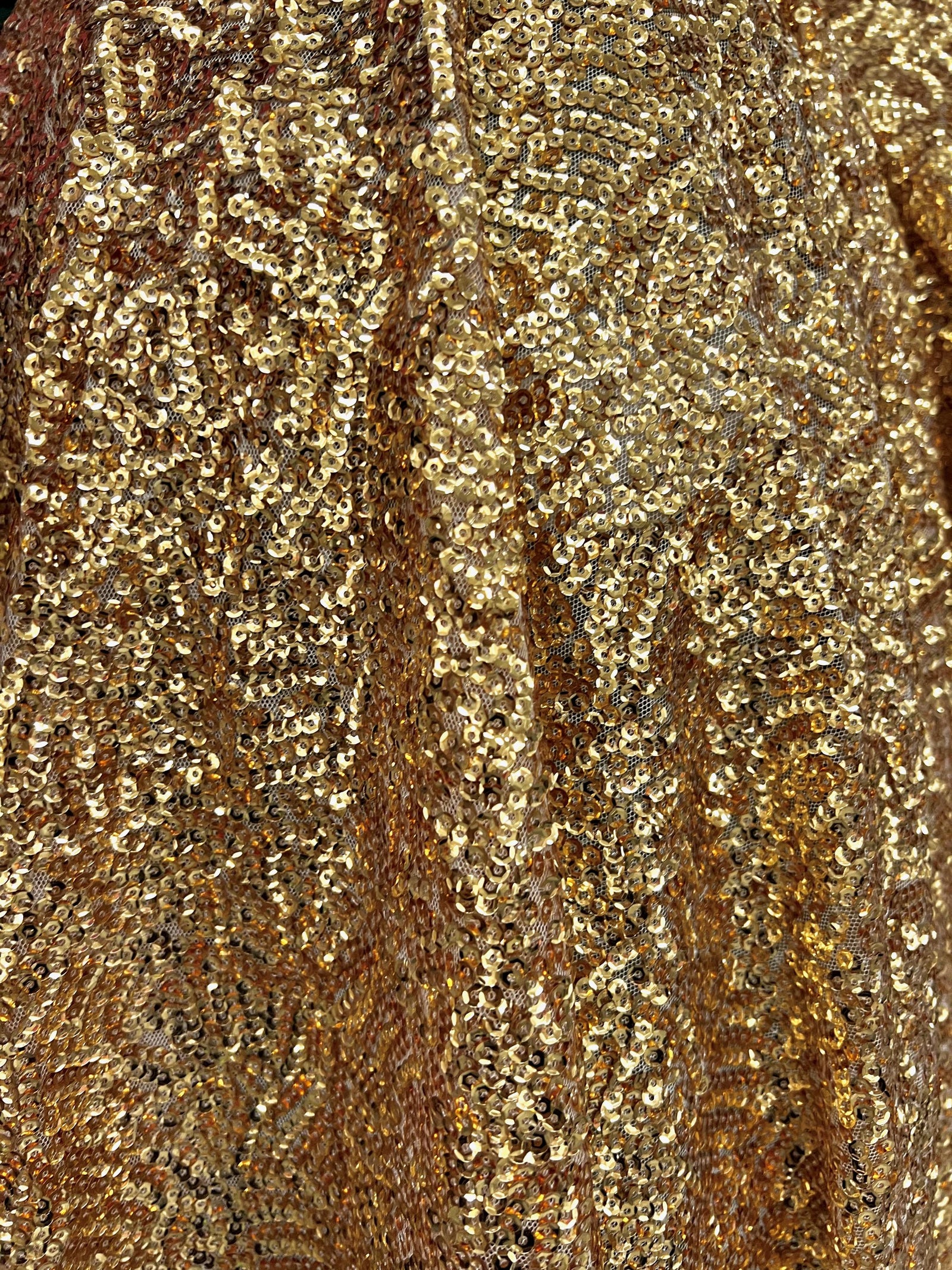 Bianca GOLD Allover Sequins on Mesh Fabric by the Yard - 10104