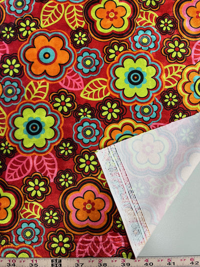 Sutton FLORAL Print 23 on Polyester Stretch Velvet for Bows, Topknot, Scrunchies, Clothes, Costumes, Crafts - 10171