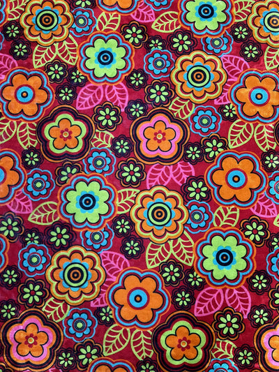 Sutton FLORAL Print 23 on Polyester Stretch Velvet for Bows, Topknot, Scrunchies, Clothes, Costumes, Crafts - 10171