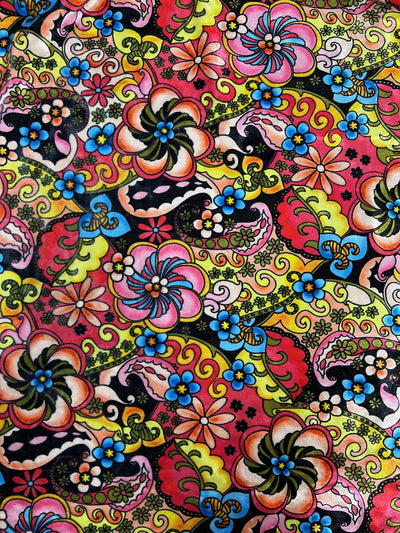 Sutton FLORAL Print 24 on Polyester Stretch Velvet for Bows, Topknot, Scrunchies, Clothes, Costumes, Crafts - 10171
