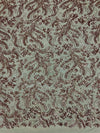 Erin COPPER Flowers and Leaves Sequins on Mesh Lace Fabric by the Yard - 10063
