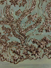 Erin GOLD Flowers and Leaves Sequins on Mesh Lace Fabric by the Yard - 10063