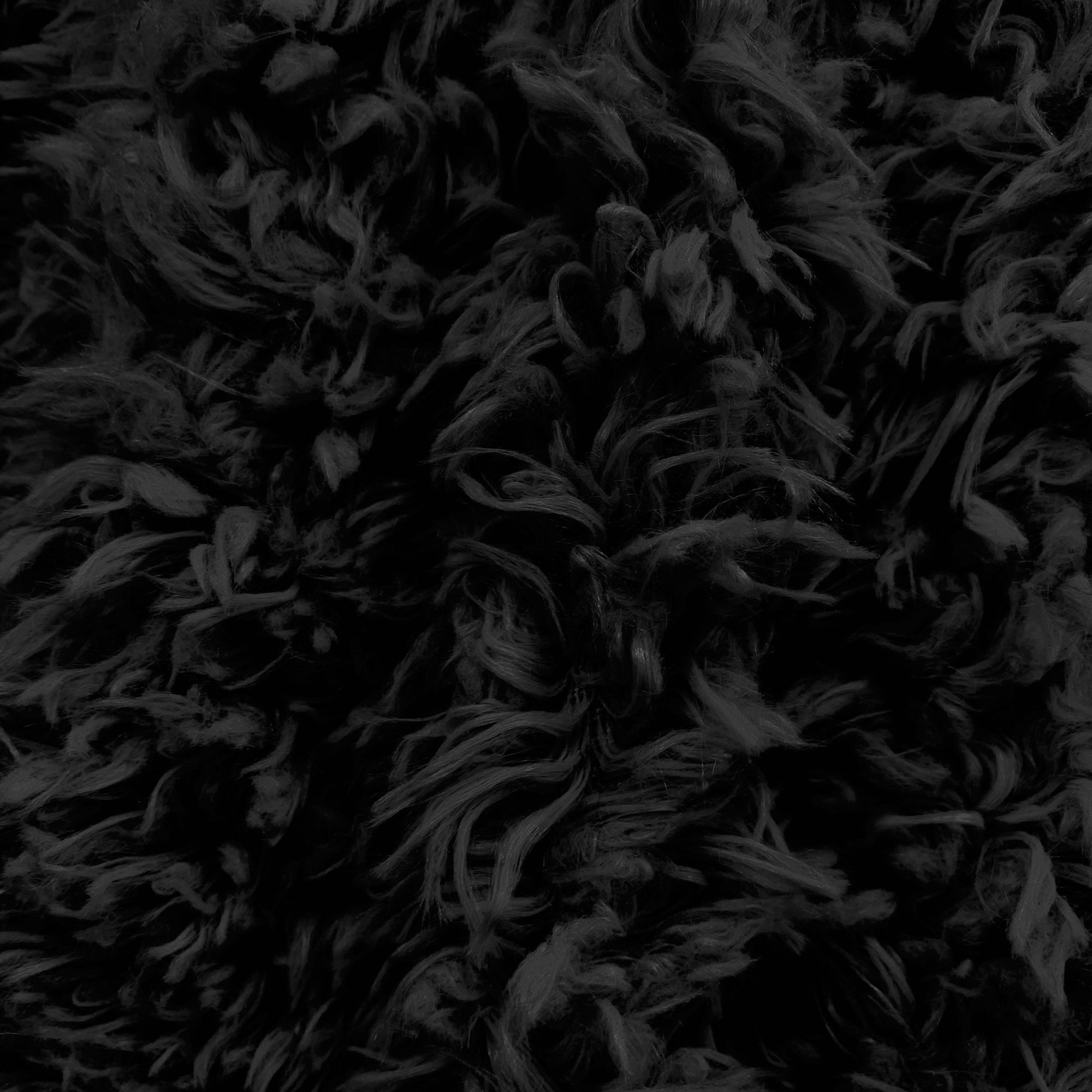 Poppy BLACK Flokati Mongolian Short Pile Soft Faux Fur Fabric for Fursuit, Cosplay Costume, Photo Prop, Trim, Throw Pillow, Crafts