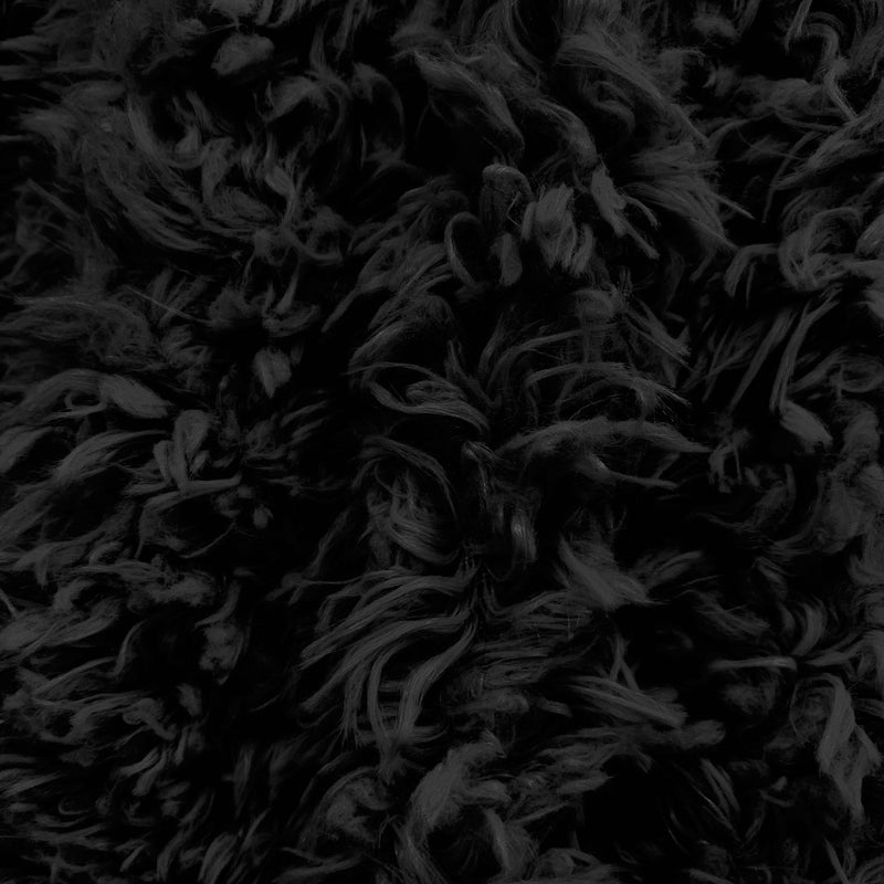 Poppy BLACK Flokati Mongolian Short Pile Soft Faux Fur Fabric for Fursuit, Cosplay Costume, Photo Prop, Trim, Throw Pillow, Crafts
