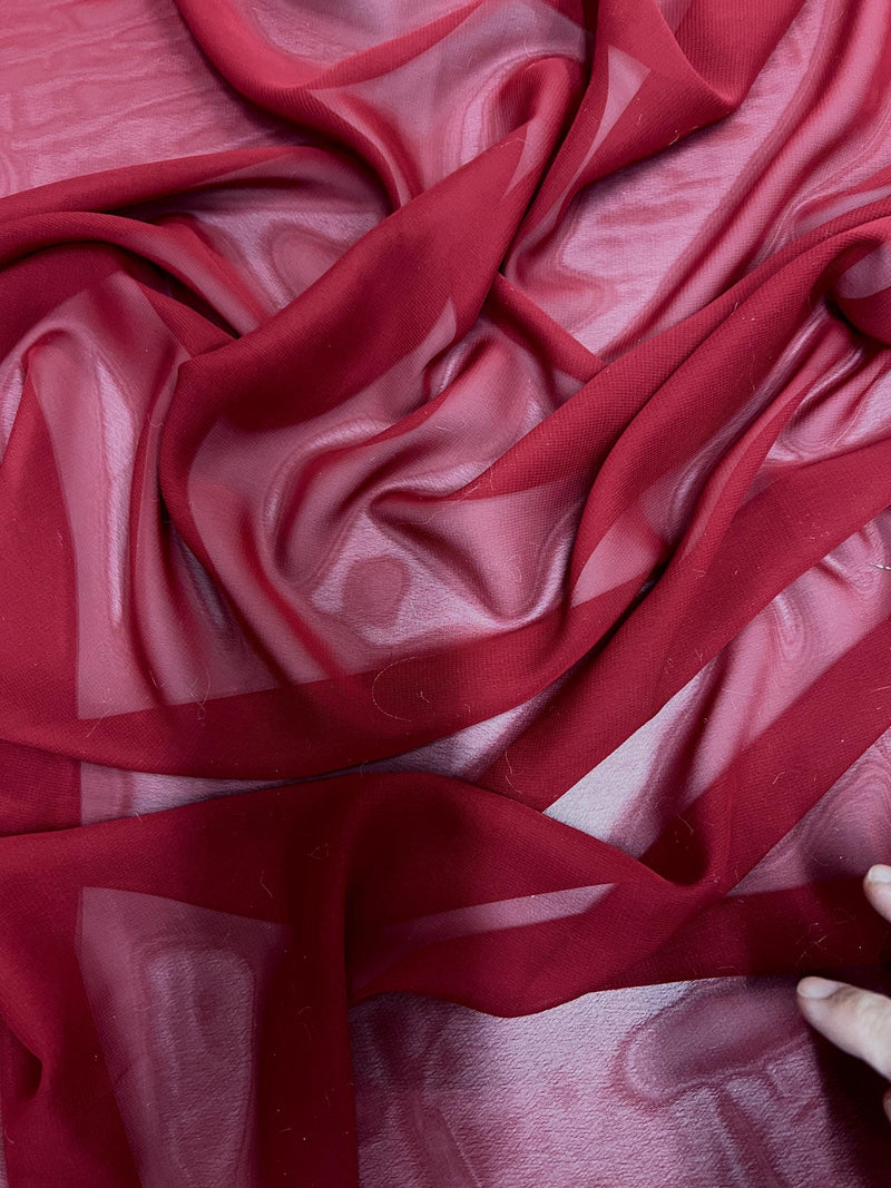 Danielle CRANBERRY Polyester Hi-Multi Chiffon Fabric by the Yard - 10075