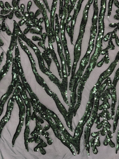 Willow HUNTER GREEN Sequins on Stretch Mesh Lace Fabric by the Yard