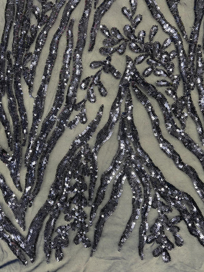 Willow NAVY BLUE Sequins on Stretch Mesh Lace Fabric by the Yard