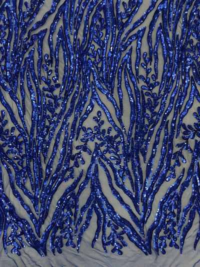 Willow ROYAL BLUE Sequins on Stretch Mesh Lace Fabric by the Yard