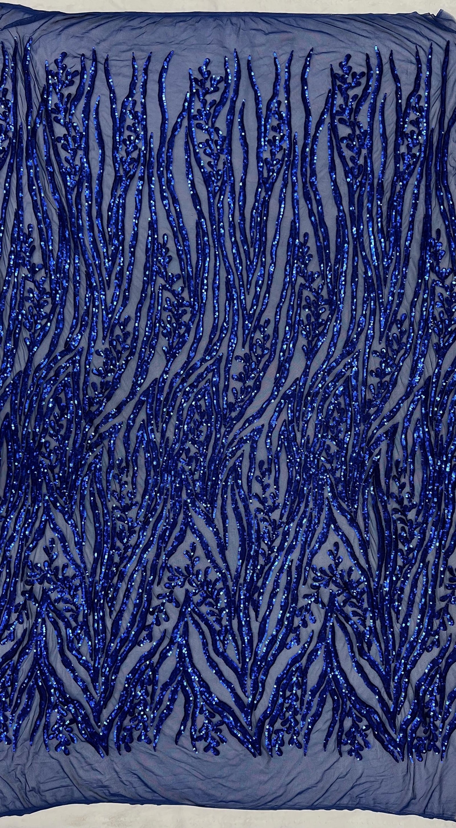 Willow ROYAL BLUE Sequins on Stretch Mesh Lace Fabric by the Yard