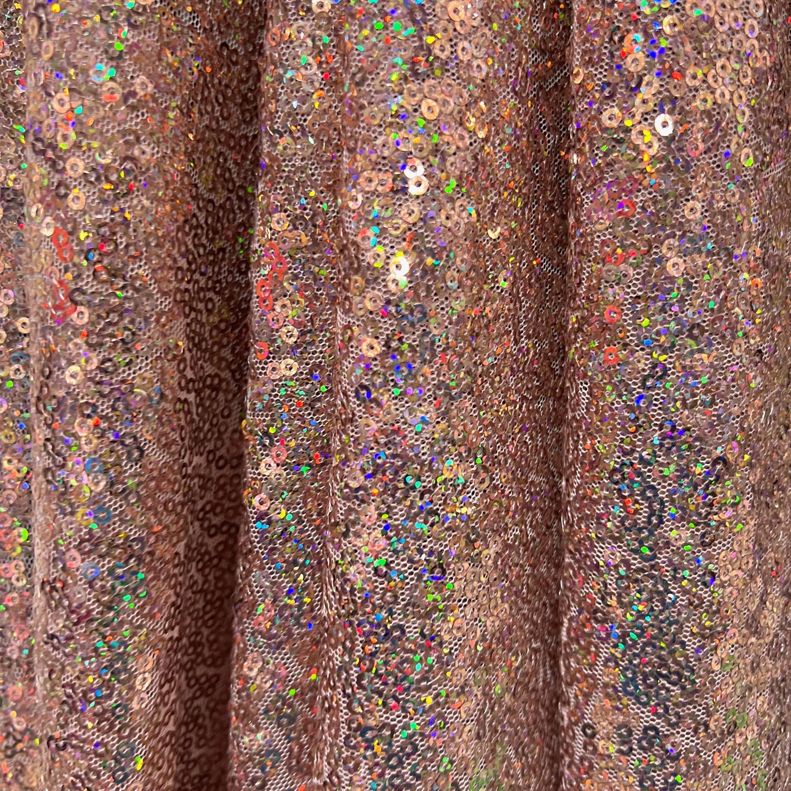 Leila DUSTY ROSE IRIDESCENT Sequins on Mesh Fabric by the Yard - 10050