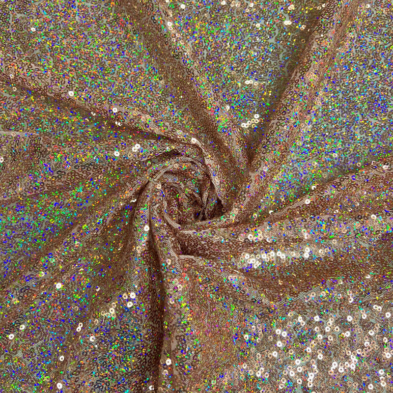 Leila DUSTY ROSE IRIDESCENT Sequins on Mesh Fabric by the Yard - 10050