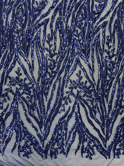 Willow DARK ROYAL BLUE Sequins on Stretch Mesh Lace Fabric by the Yard