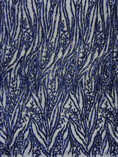 Willow DARK ROYAL BLUE Sequins on Stretch Mesh Lace Fabric by the Yard