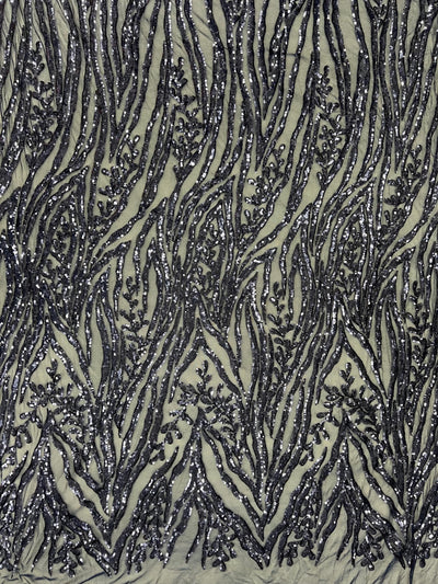Willow NAVY BLUE Sequins on Stretch Mesh Lace Fabric by the Yard