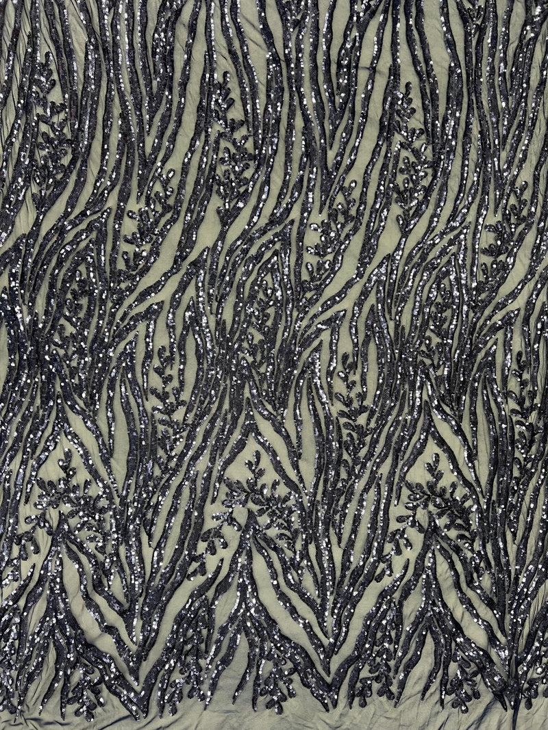 Willow NAVY BLUE Sequins on Stretch Mesh Lace Fabric by the Yard