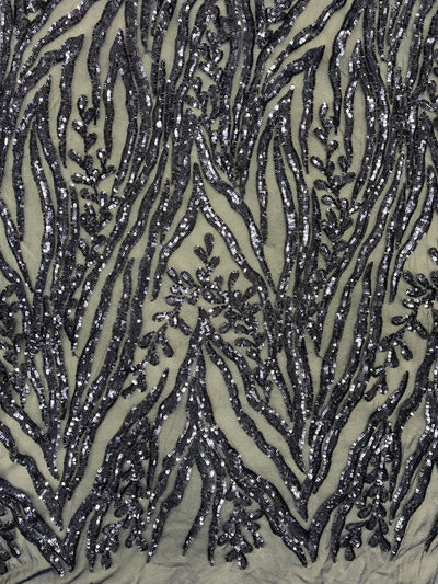 Willow NAVY BLUE Sequins on Stretch Mesh Lace Fabric by the Yard