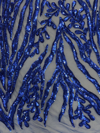Willow ROYAL BLUE Sequins on Stretch Mesh Lace Fabric by the Yard