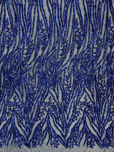 Willow ROYAL BLUE Sequins on Stretch Mesh Lace Fabric by the Yard