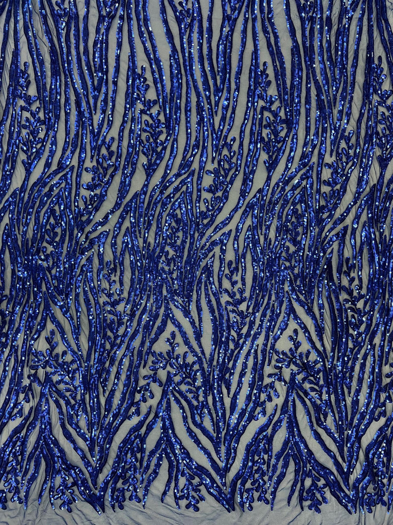 Willow ROYAL BLUE Sequins on Stretch Mesh Lace Fabric by the Yard