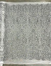 Phoebe SILVER Sequins on WHITE Mesh Lace Fabric by the Yard - 10062