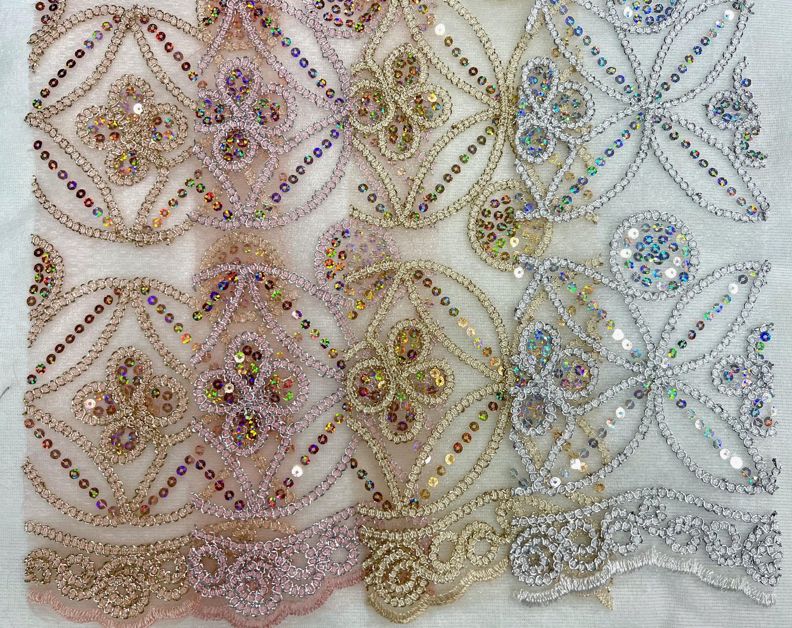 Fiona Foil and Sequins on Mesh Lace Fabric by the Yard - 10034