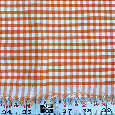 Carly ORANGE Mini Checkered Gingham Poly Cotton Fabric by the Yard - 10114