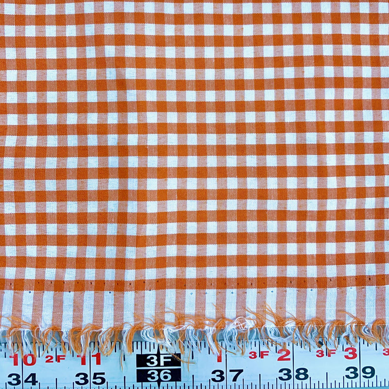 Carly ORANGE Mini Checkered Gingham Poly Cotton Fabric by the Yard - 10114
