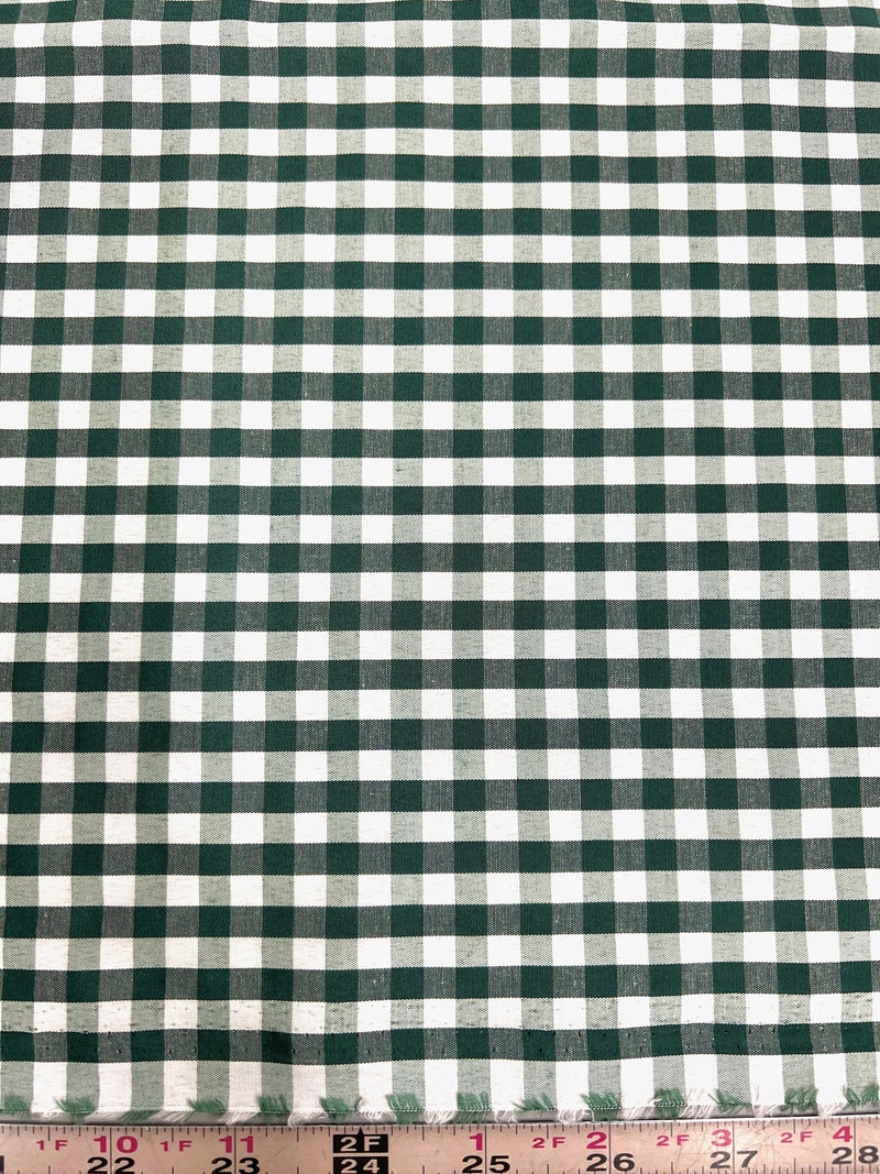 Carly HUNTER GREEN Mini Checkered Gingham Poly Cotton Fabric by the Yard - 10114