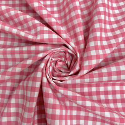 Carly PINK Mini Checkered Gingham Poly Cotton Fabric by the Yard - 10114