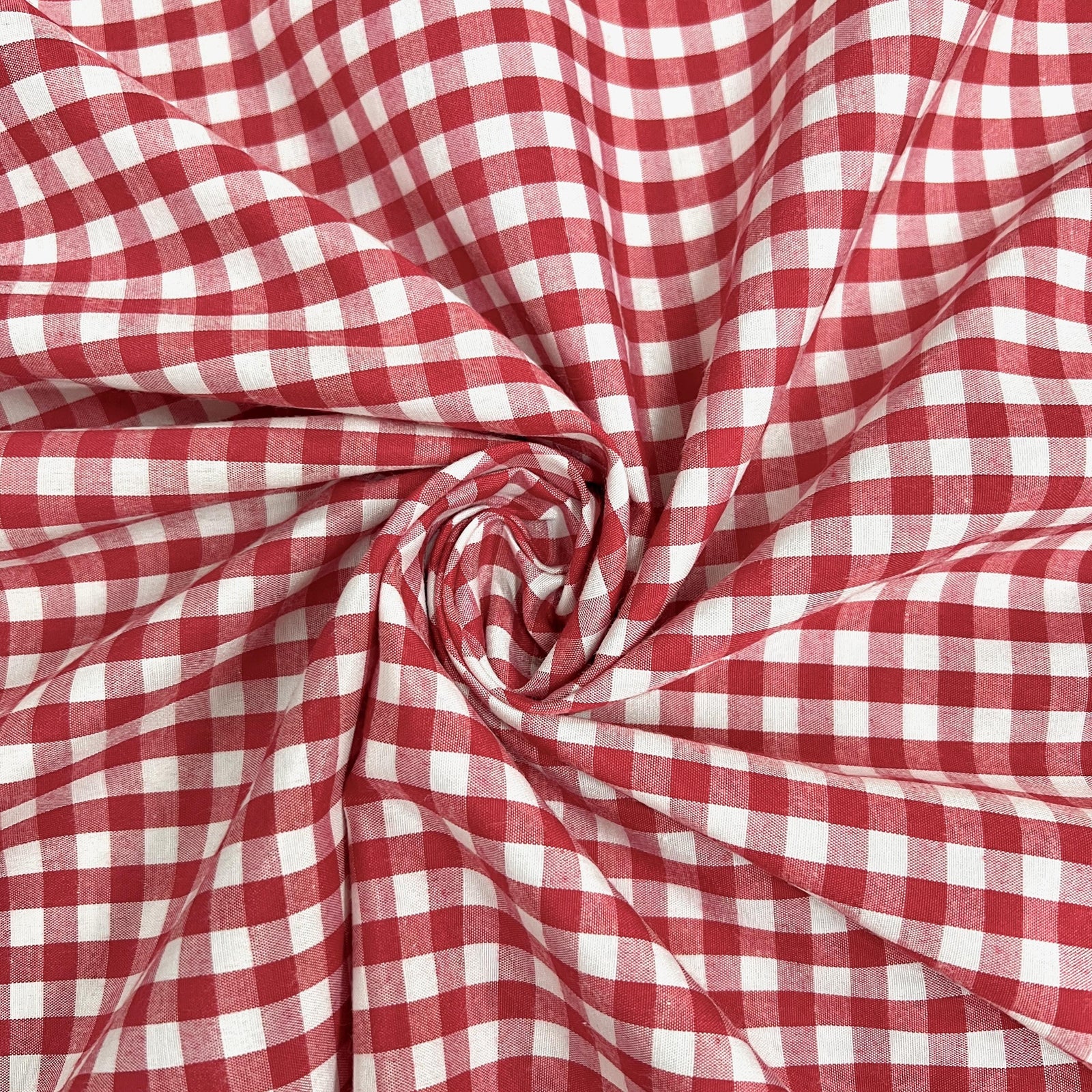 Carly RED Mini Checkered Gingham Poly Cotton Fabric by the Yard - 10114
