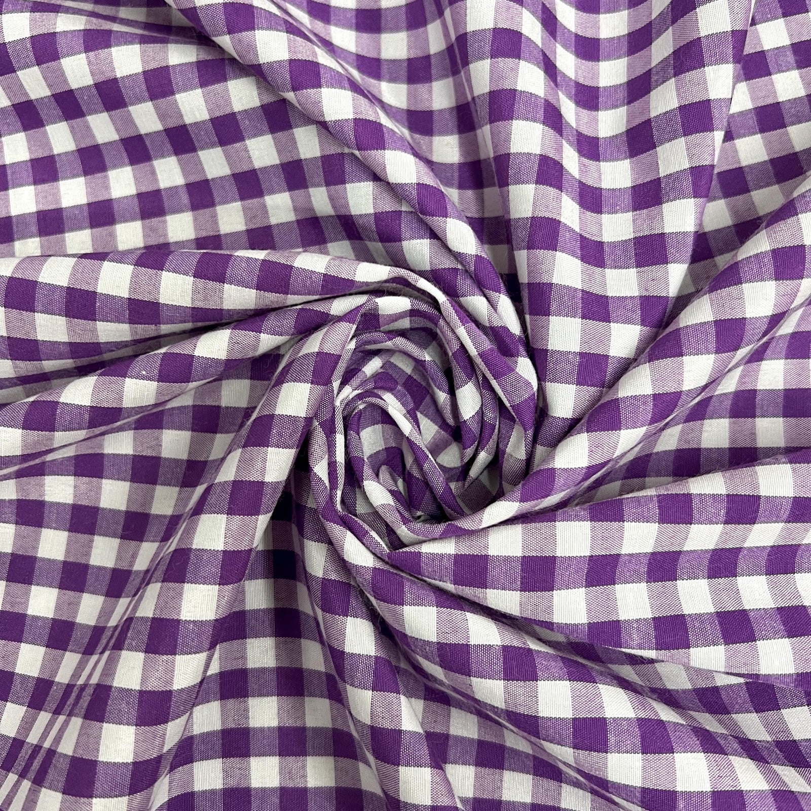 Carly PURPLE Mini Checkered Gingham Poly Cotton Fabric by the Yard - 10114