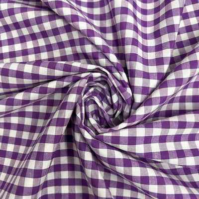 Carly PURPLE Mini Checkered Gingham Poly Cotton Fabric by the Yard - 10114