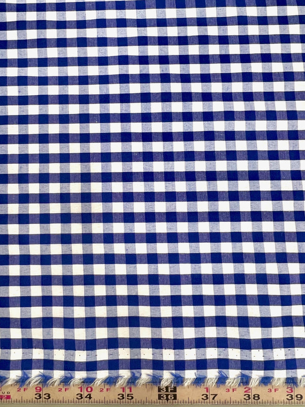 Carly ROYAL BLUE Mini Checkered Gingham Poly Cotton Fabric by the Yard ...