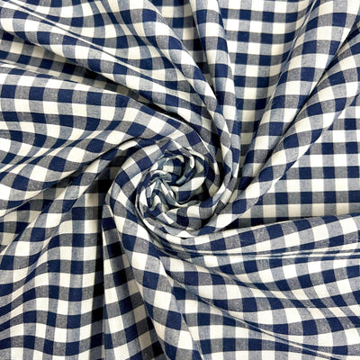 Carly NAVY BLUE Mini Checkered Gingham Poly Cotton Fabric by the Yard - 10114
