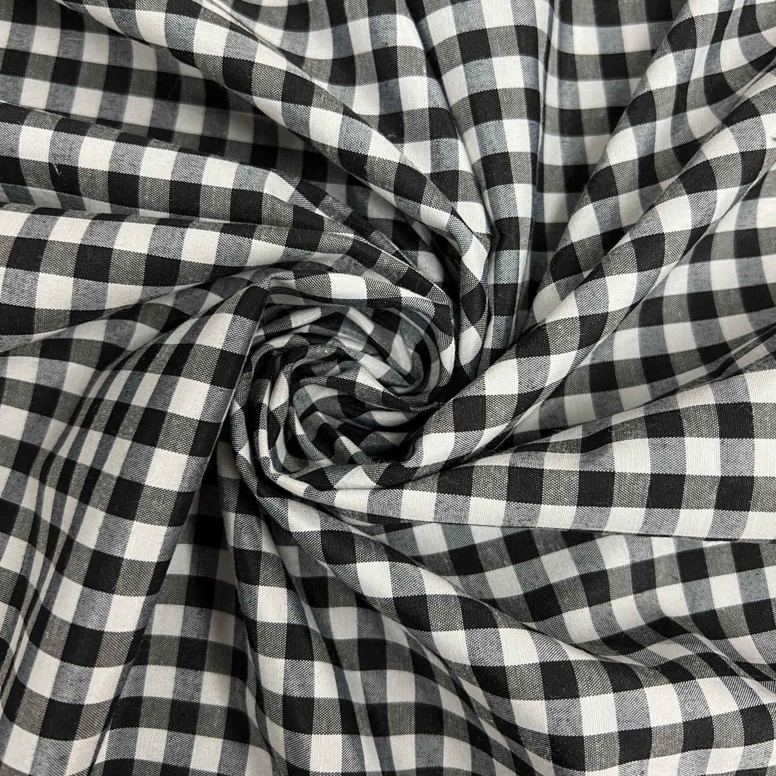 Carly BLACK Mini Checkered Gingham Poly Cotton Fabric by the Yard - 10114