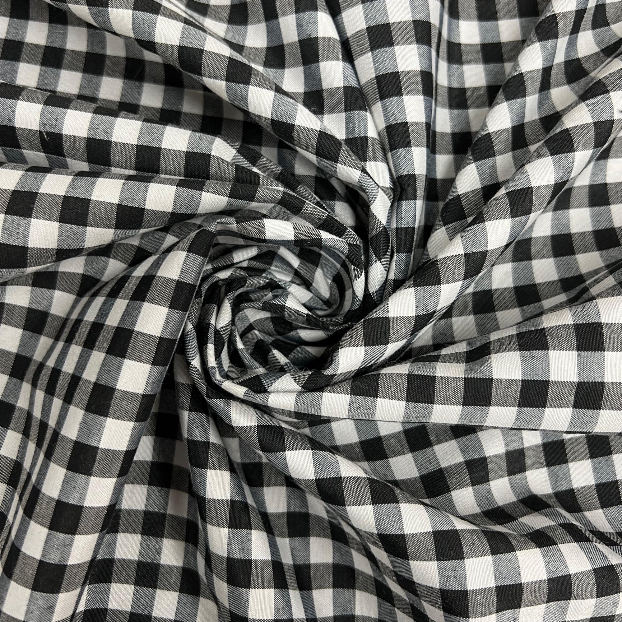 Carly BLACK Mini Checkered Gingham Poly Cotton Fabric by the Yard - 10114