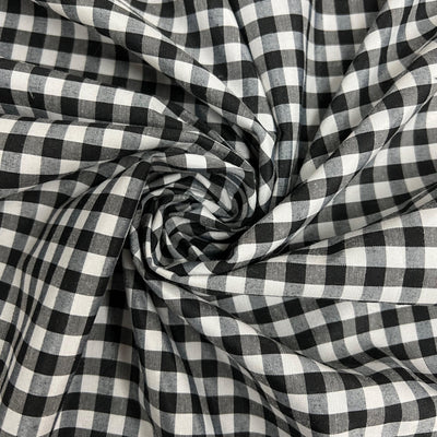 Carly BLACK Mini Checkered Gingham Poly Cotton Fabric by the Yard - 10114