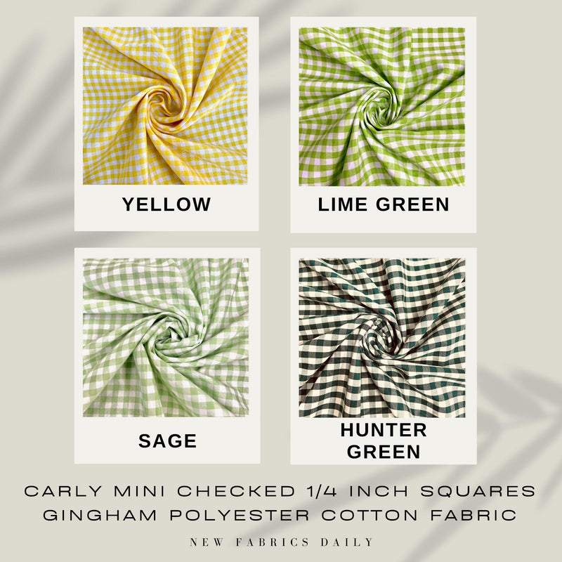 Carly Mini Checked 1/4 Inch Gingham Poly Cotton Fabric by the Yard
