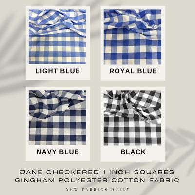 Jane Checkered 1 Inch Squares Gingham Polyester Cotton Fabric