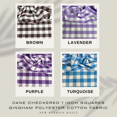 Jane Checkered 1 Inch Squares Gingham Polyester Cotton Fabric