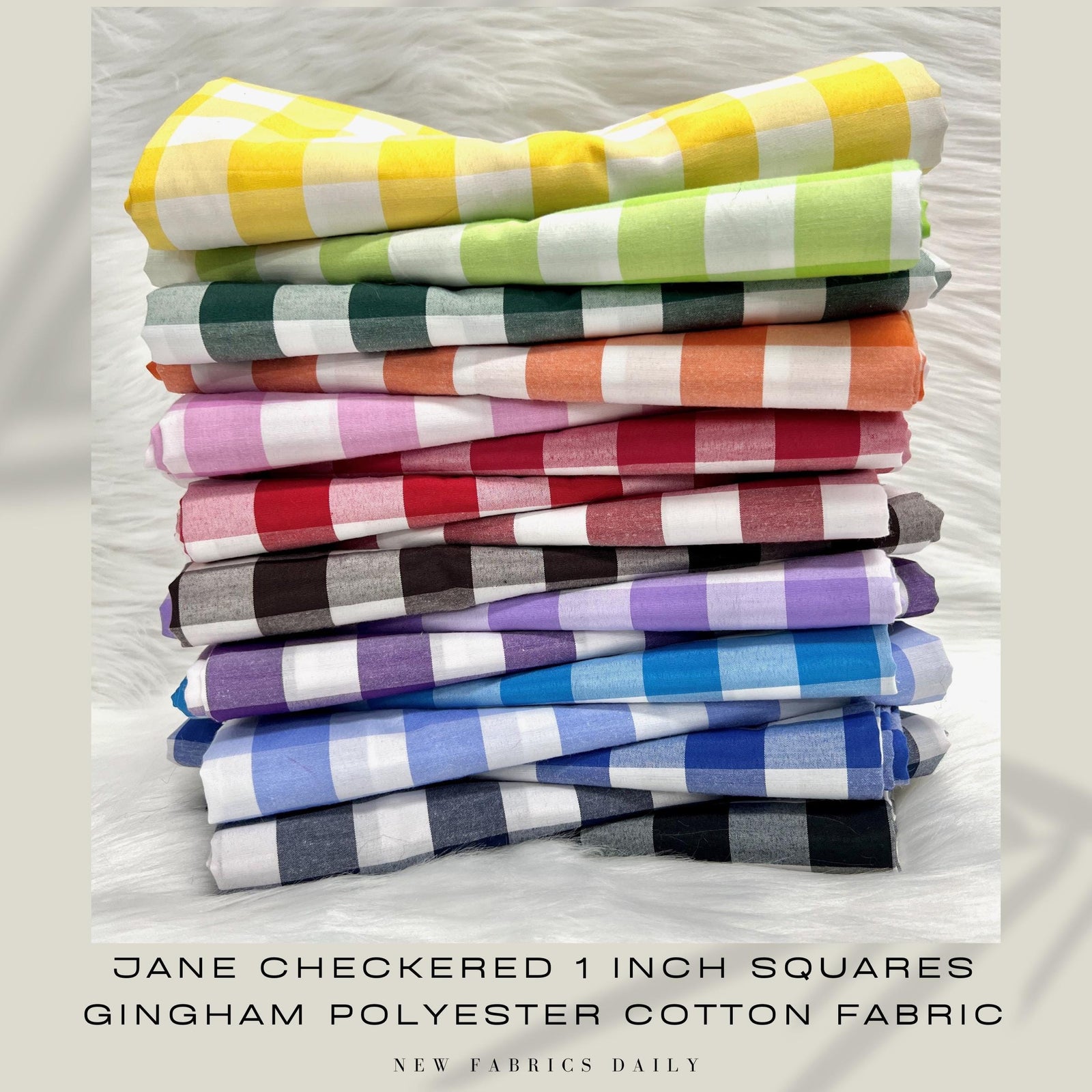 Jane Checkered 1 Inch Squares Gingham Polyester Cotton Fabric