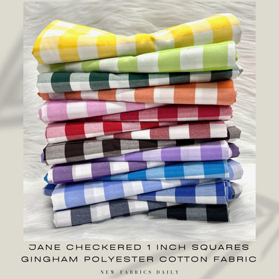 Jane Checkered 1 Inch Squares Gingham Polyester Cotton Fabric