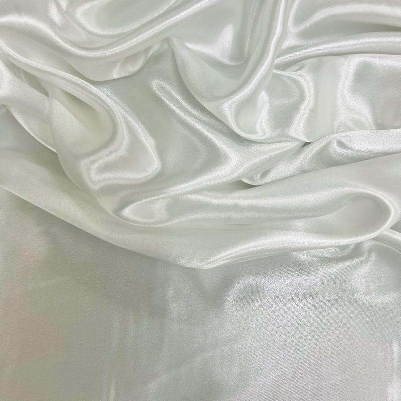 Mara OFF WHITE Polyester Charmeuse Satin Fabric by the Yard for Bridal Dresses, Gowns, Clothes,  Lining, Party Decorations, Costumes, Crafts