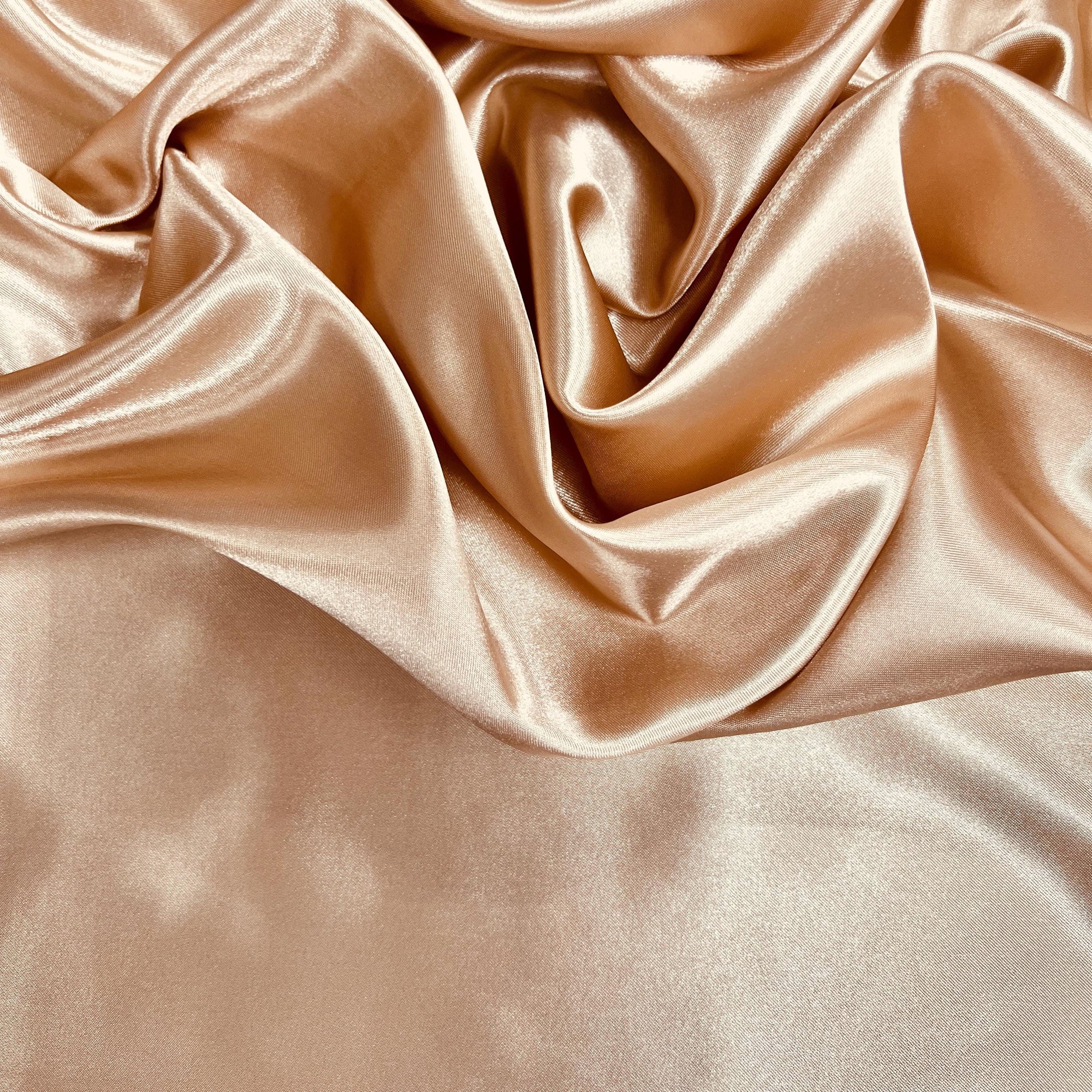Mara DARK CHAMPAGNE Polyester Charmeuse Satin Fabric by the Yard for Bridal Dresses, Gowns, Clothes, Lining, Party Decor, Costumes, Crafts